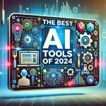 DALL·E 2024-10-13 21.35.49 - A visually striking thumbnail for an article about the best AI tools in 2024. The design should feature a sleek, modern background with a digital them