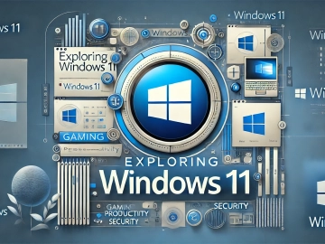 DALL·E 2024-10-13 21.44.13 - A visually engaging thumbnail for a tech article about Windows 11. The design features the Windows 11 logo prominently in the center, with a sleek and