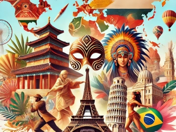 DALL·E 2024-10-23 21.23.33 - A visually appealing thumbnail image representing 'Exploring the Diverse Cultures of the World.' The image features a collage of cultural elements fro