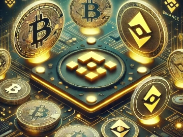 DALL·E 2024-10-25 20.19.21 - A digital illustration representing a cryptocurrency exchange platform, featuring the Binance logo, Bitcoin, and various altcoins like Ethereum in the