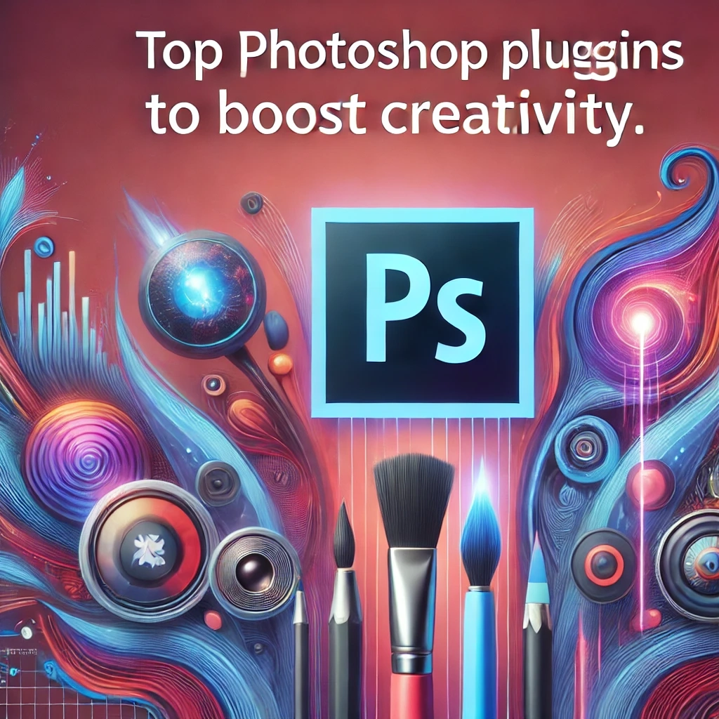 DALL·E 2024-10-30 22.11.00 - A creative WordPress thumbnail image showcasing popular Photoshop plugins for designers, featuring icons or abstract representations of editing tools