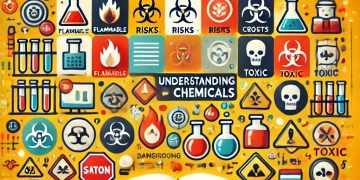 DALL·E 2024-11-05 22.01.56 - A visually engaging thumbnail image for a blog post titled 'Understanding Dangerous Chemicals_ Types, Risks, and Safety Precautions.' The image should