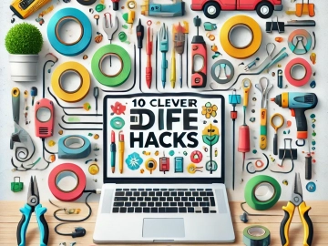 DALL·E 2024-11-06 22.17.12 - A creative and eye-catching WordPress thumbnail for an article titled '10 Clever DIY Life Hacks to Simplify Everyday Tasks and Stay Organized'. The im