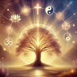 DALL·E 2024-11-09 22.06.22 - A serene, harmonious image of an ancient, glowing tree symbolizing wisdom and enlightenment, with subtle light rays shining through its branches. Arou