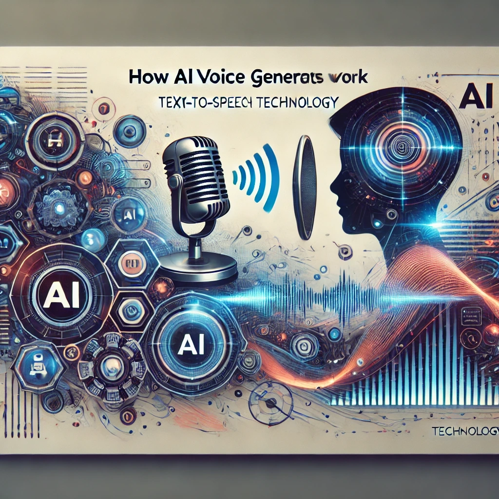 DALL·E 2024-11-20 18.36.59 - A visually engaging WordPress thumbnail for a blog about AI voice generators, showcasing a futuristic digital interface with a person speaking into a